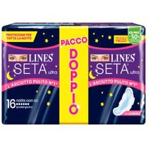 Lines Silk Ultra Absorbant Nuit Avec Ailes Double Pack 16 Pièces-1