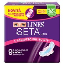Lines Silk Ultra Absorbente Largo Con Alas 9 Piezas-2