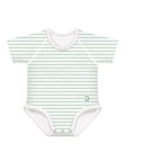 Bimbi Bodysuit 0-36M In Bamboo 4 Seasons Aqua Green Stripes-3