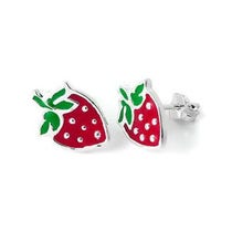 Bioetic Bijoux Boucles d'Oreilles Fraise émaillée Argent 1 Paire-1