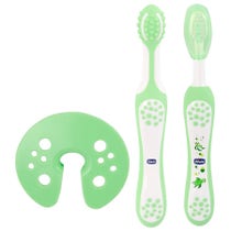 Chicco Evolutionary Set Oral Care Toothbrush Massager + Toothbrush First Milk Teeth 5 Months +-1