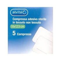 Alvita Gauze Sterile Adhesive Compress TNT Extensible White 10x12,5cm-2