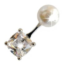 Boucles d'Oreilles Biojoux Perle avec Zircon Dangle 6/6mm-1