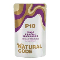 Natural Code P10 Tonno E Piccoli Pesci Bianchi Gatti Adulti Busta 70g-1