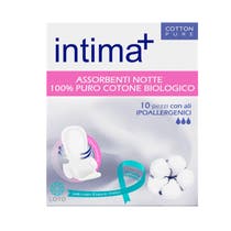 Intima+ Compresas De Noche De Algodón Con Alas 10 Piezas-1