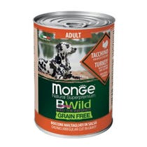 Monge B Wild Grain Free All Breeds With Turkey Pumpkin Courgettes Wet Food for Adult Dogs 400g-2