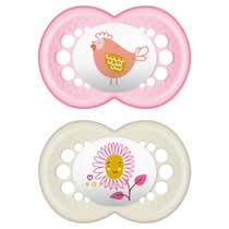 Mam Original Rubber Pacifier Set for Girls 16 Months+ Assorted Pattern-1
