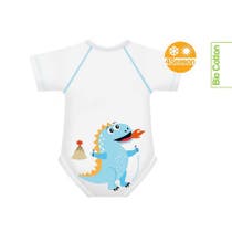 J Bimbi Body Bébé 0-36 Mois En Coton Bio 4 Saisons Motif Dinosaure Bleu-1