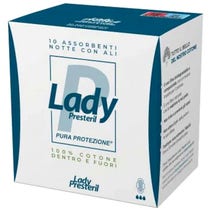 Lady Presteril 10 serviettes hygiéniques de nuit en coton avec ailes repliées-1