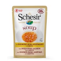 Schesir Soup Gatto Adulto Salmone Rosa Selvaggio E Carote Busta 85g-1