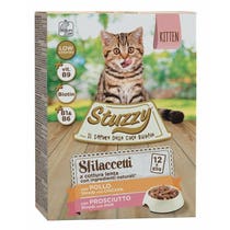 Stuzzy Sfilaccetti Con Vitello/Prosciutto Cibo Umido Per Gattini Multipack 12x85g-1