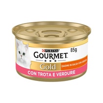 Purina Gourmet Gold Dés En Sauce Avec Truite Et Légumes Pour Chats Boîte 85g-1