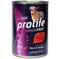 Prolife Dog Grain Free Sensitive Beef & Potato Adult Medium-Large Lattina 400g-1