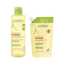 A-Derma Exomega Control Emollient Cleansing Oil 500ml + Ecorefill 500ml-1