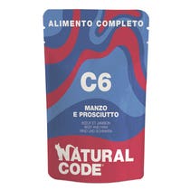Natural Code C6 Manzo e Prosciutto per Gatti Adulti Busta 70g-1