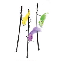 Crosses Wand With Feather And Mice Game For Cats 1 Piece Assorted Color-1
