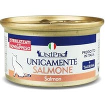 Unipro Unicamente Salmone Cibo Umido Gatti Adulti Sterilizzati Barattolo 85g-1