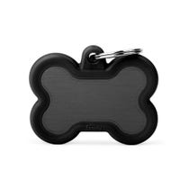 Personalized Dog and Cat Bone ID Tag in Black Aluminum with Rubber-1