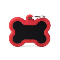 Personalized Dog and Cat Bone ID Tag in Black Aluminum with Red Rubber-1