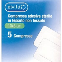 Alvita Sterile Adhesive Compress TNT White 5 Gauzes 10x8cm-1