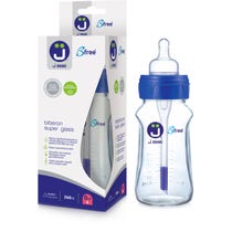 Bimbi Glass Baby Bottle Anticolic Canula Silicone Teat 260ml-1