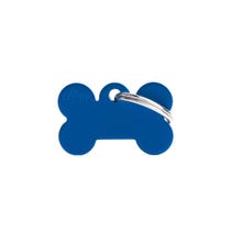 Placa Identificativa Personalizada para Perros y Gatos Hueso de Aluminio Azul Tamaño Pequeño-1